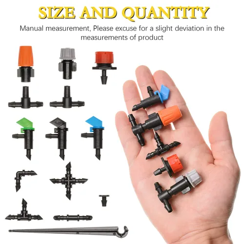 Vista 3 de Kit de 190 piezas de conectores de púas para accesorios de riego, conectores de púas de riego por goteo, kit de accesorios de tubería de 1/4