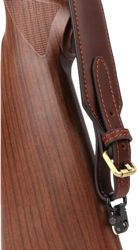Vista 5 de TOURBON Correa de cuero para escopeta de rifle largo ajustable con o sin giros 1.77" Wide, Non-slip Suede Interior, Metal Buckles with Slots, with
