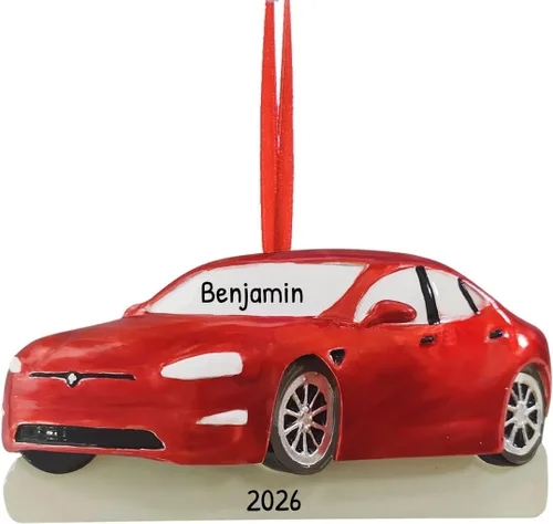 Vista 3 de Adorno de Navidad personalizado para licencia de conducir 2024 – Adornos azules de coche de carreras, decoraciones de Navidad de vehículos, adornos