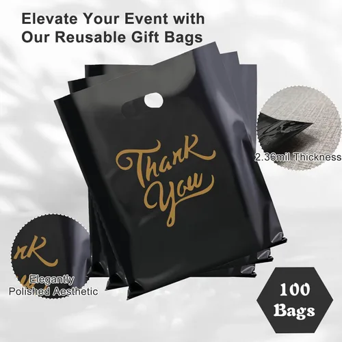 Vista 3 de Gute paquete de 100 bolsas para mercancía con texto "Thank You" - extra gruesas 2,36 mil al por mayor al por menor para venta al por menor