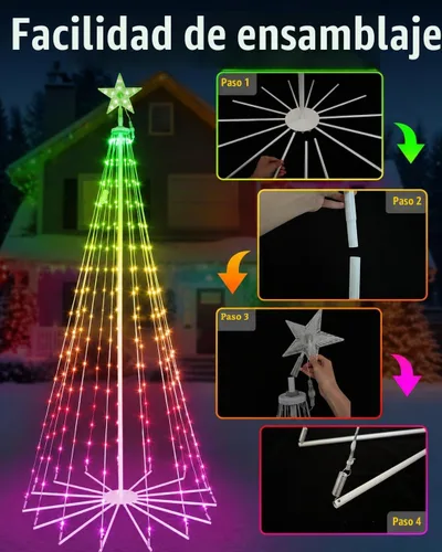 Vista 6 de Árbol de Navidad inteligente para exteriores de 9 pies con control de aplicación