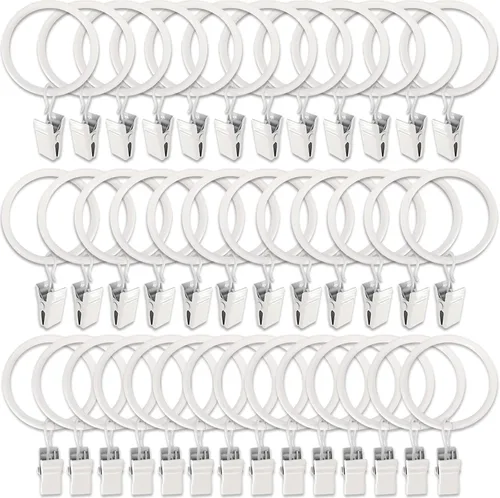Vista 16 de WeeksEight Paquete de 44 anillos de cortina negros con clips, ganchos de cortina, ganchos de clip para colgar cortinas, lazos, sombreros, anillos