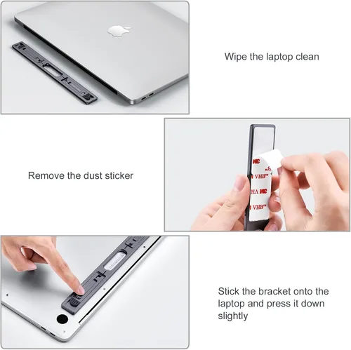 Vista 7 de Elevadores de computadora portátil para escritorio, soporte para laptop de 4 alturas ajustables, elevador de teclado, patas ergonómicas