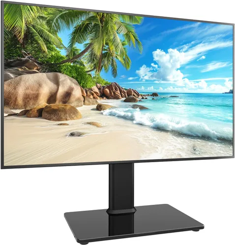 Vista 9 de HT07B-001 - Soporte giratorio universal para televisores de 13 a 32 pulgadas con giro de 100 grados, altura ajustable de 4 niveles, base de vidrio