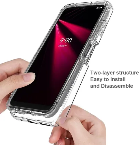 Vista 4 de Funda para teléfono T-Mobile Revvl V 4G con protector de pantalla de vidrio templado, carcasa protectora de cuerpo completo transparente