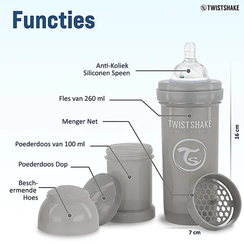 Vista 4 de Twistshake Biberones anticólicos – Biberones prémium de 8.8 fl oz/8 onzas con recipiente de almacenamiento de leche de 3.4 fl oz para una
