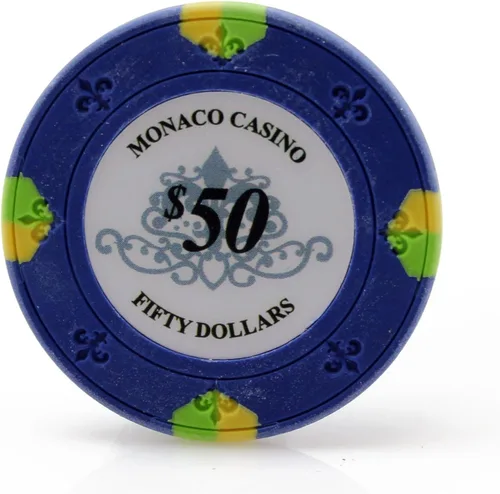 Vista 11 de Versa Games Monaco Casino - Fichas de póquer de arcilla en 0.48 oz - Paquete de 50 - (elegir color)