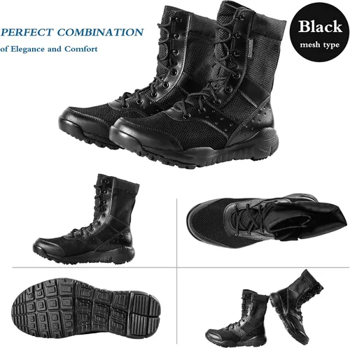 Vista 5 de WWOODTOMLINSON Men's LD Lightweight Combat Boots MicrofiberSuede Leather Military Tactical Boots