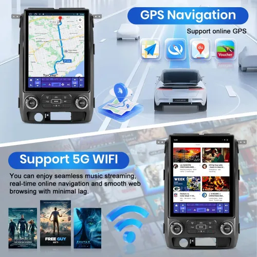 Vista 5 de Android [4GB+64GB] Radio de coche estéreo TS18 para Ford F150 2009-2012 con cámara de visión trasera
