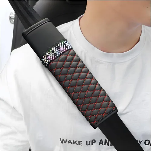 Vista 8 de zipelo 2 fundas para cinturón de seguridad de automóvil, almohadillas de cuero transpirable que protegen tu cuello, correas de arnés para una