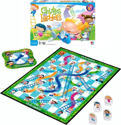 Vista 2 de Hasbro Gaming Juego de toboganes y escaleras 2 a 4 jugadores Regalos de regreso a clases para niños Juegos de aula para preescolar Edades 3+