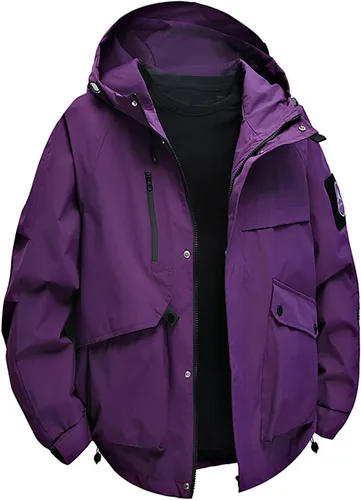 Vista 10 de Chaqueta de esquí impermeable para hombre, resistente al viento, abrigo de invierno con forro polar con capucha para escalar y romper el viento
