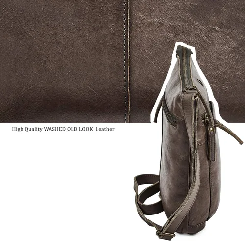Vista 4 de Bolso cruzado de cuero real para mujer, bolso cruzado de viaje, bolso de hombro, pequeño bolsillo vintage Real Leather, Travel, Shoulder, Small