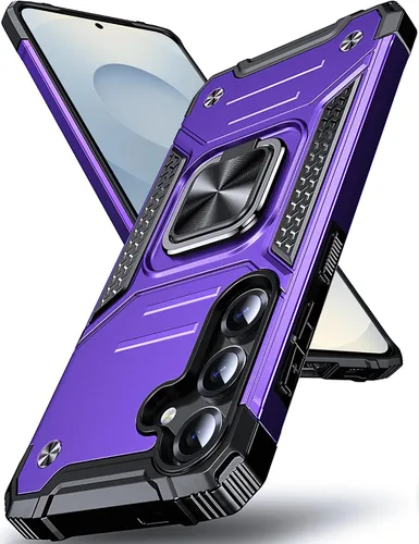 Vista 77 de DASFOND Diseñada para funda Galaxy S8 con soporte, anillo metálico giratorio mejorado de 360°, soporte kickstand de grado militar, resistente a