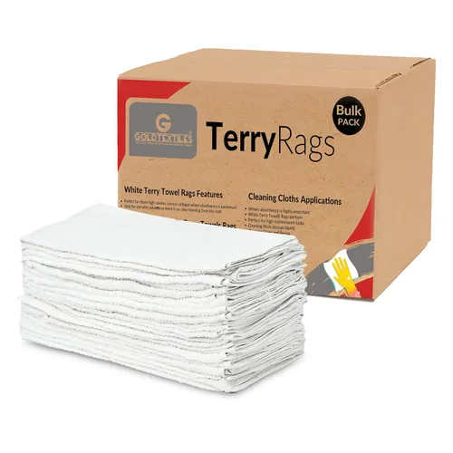 Vista 6 de GOLD TEXTILES White Shop Towels - 24 trapos de 24 x 50 pulgadas en una caja, valiosos trapos de limpieza para industrias, automóviles y usos