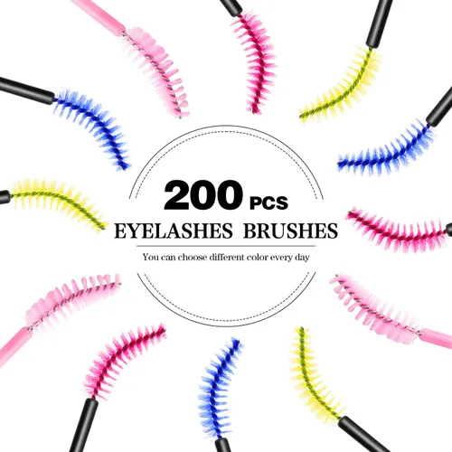 Vista 6 de 200 cepillos desechables para pestañas para extensión de pestañas, varitas de maquillaje para cejas para suministros de extensión de pestañas