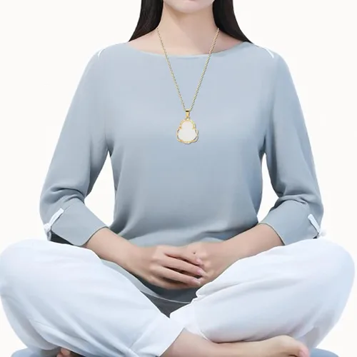Vista 5 de NEWITIN 5 Pieces Laughing Buddha Necklaces for Women Colorful Crystal Cubic Zirconia Buddha Pendant Necklace Bling Gold Plated Chains Good Luck