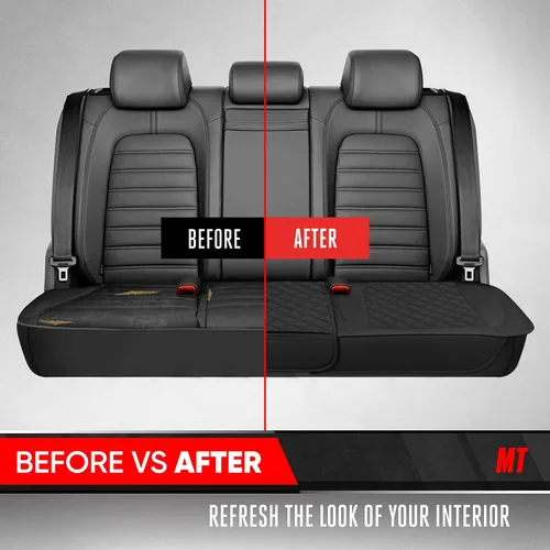 Vista 7 de Motor Trend - Cojín de asiento trasero, funda de piel sintética con costuras en diamante para automóvil, camión y SUV, acolchado, impermeable, Negro