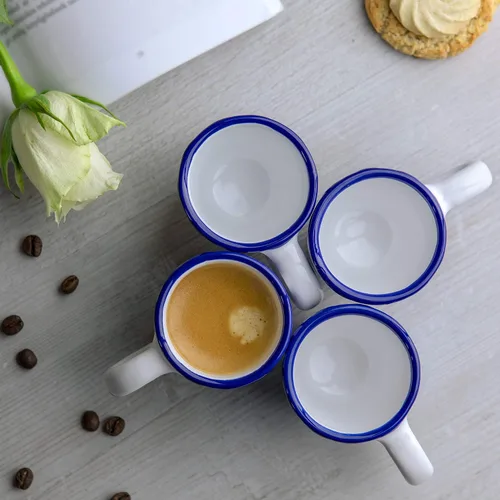 Vista 3 de City to Cottage Tazas de café expreso de cerámica de 4, pequeños chupitos Expresso, Demitasse, perfectas para máquina de espresso, tazas hechas a