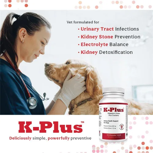 Vista 3 de K-Plus Citrato de Potasio Plus Suplemento de Arándano para Perros - Remedio para UTI Tabletas Masticables - Apoya la Salud de la Vejiga - Para Todas