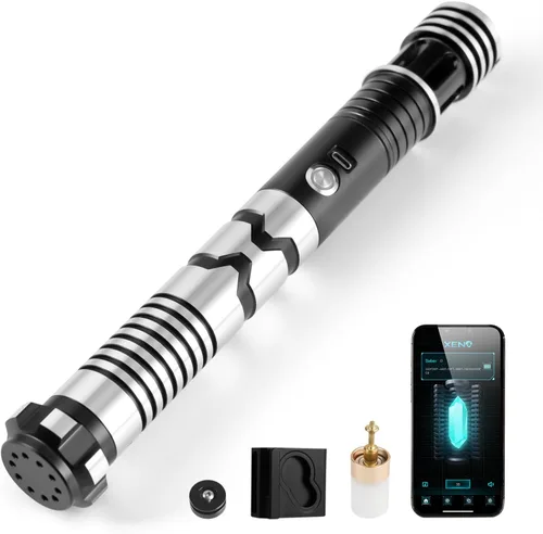 Vista 12 de CUSTOM SABER Sable de luz RGBX de balanceo suave, control de movimiento para encender/apagar la hoja, sable de luz con 16 fuentes de sonido Negro