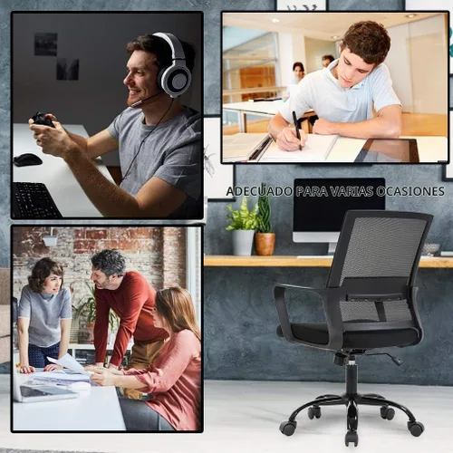 Vista 7 de BestOffice Silla giratoria para computadora, soporte lumbar ejecutivo, silla de malla, taburete ajustable para mujeres y hombres (negro)