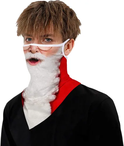 Vista 5 de GLUDEAR Máscara facial fea de Papá Noel, reutilizable, lavable, para el cuello, polaina para las orejas