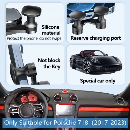 Vista 5 de Soporte para teléfono de coche para Porsche 718 Boxster Cayman Auto Accesorios Decoración interior Soporte para teléfono celular móvil