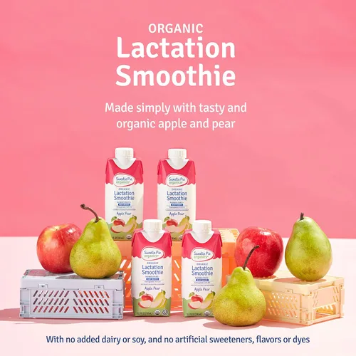 Vista 5 de Sweetie Pie Organics Batido de lactancia, manzana y pera, apoyo a la producción de leche materna para lactancia y bombeo, sin edulcorantes, sabores