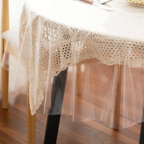 Vista 8 de Mantel protector de plástico transparente de 52x70 pulgadas, impermeable, a prueba de aceite, resistente a las manchas, lavable, cubierta de mesa