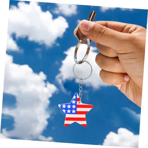 Vista 6 de CORHAD Bandera de Estados Unidos, 12 piezas, llavero para bolso, cartera, llavero, cartera, llavero, bolso, recuerdos, bandera de gel de sílice