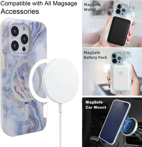 Vista 4 de Funda magnética para iPhone 13 Pro Max de 6.7 pulgadas, compatible con carga MagSafe, TPU suave, delgada, a prueba de golpes, bonita funda