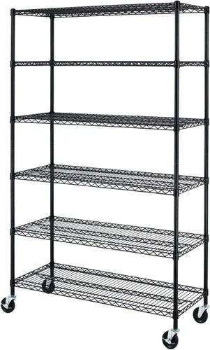 Vista 28 de BestOffice Estantes de almacenamiento de alambre de 4 niveles 12 pulgadas de profundidad x 18 pulgadas de ancho x 44 pulgadas de alto Negro