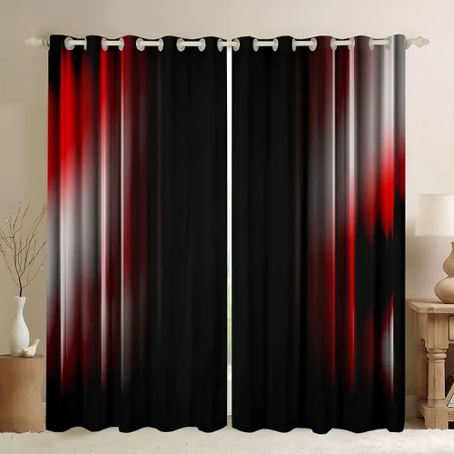 Vista 42 de Feelyou Cortinas abstractas degradadas para niños, adolescentes y mujeres, cortinas de ventana azules, moradas y negras, tratamientos geométricos