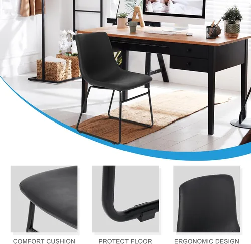 Vista 6 de SUPER DEAL Juego de 2 sillas de comedor para cocina y comedor de 18.3 pulgadas, estilo de mediados de siglo, modernas, de piel sintética, sillas