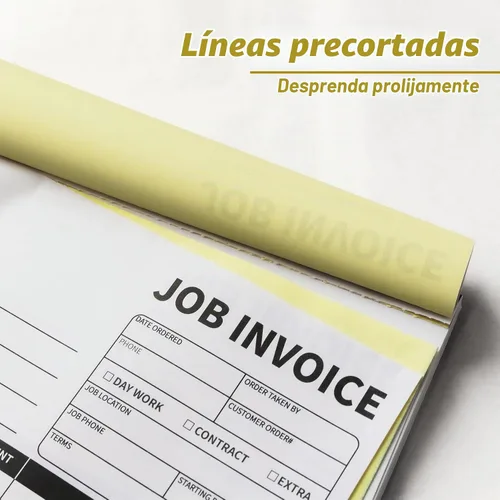 Vista 4 de Formularios de pedido de trabajo sin carbono, facturas de 7.5 x 11 pulgadas para pequeñas empresas, libro de pedidos de ventas con tablero