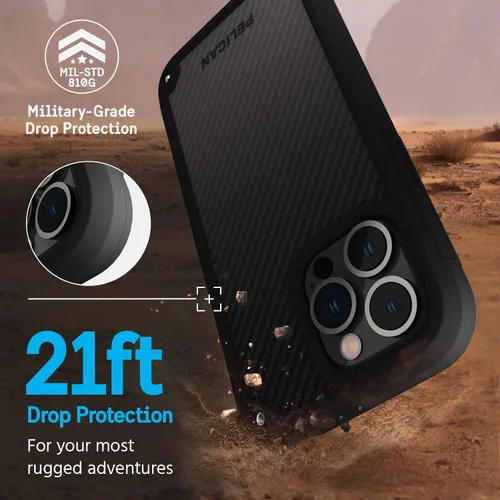 Vista 3 de Pelican Shield Kevlar Series - Funda para iPhone 14 Pro de 6.1 pulgadas [Compatible con MagSafe] Funda de carga magnética para teléfono con clip