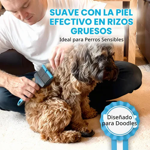 Vista 5 de Cepillo para garabatos para perros, pelo de perro, cepillo para caniches, Goldendoodle, Bernedoodle, Bernedoodle, flexible para perros, caniche