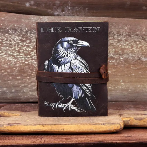 Vista 6 de CREATIVE LEATHER ART Diario de cuero vintage 7x5 Raven Cuaderno de impresión UV