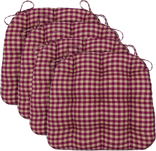 Vista 60 de Barnett Home Decor Ticking Stripe Berlin Blue - Almohadilla para silla de comedor con lazos, tamaño mediano 18, relleno de espuma de látex, lavable