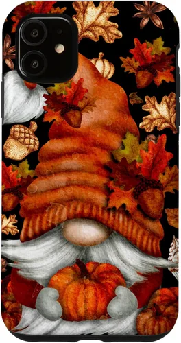 Vista 7 de iPhone 13 Lindo gnomo de Acción de Gracias calabaza otoño árbol otoño hojas caso