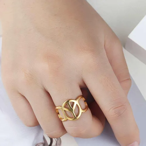 Vista 3 de Jude Jewelers Anillo de acero inoxidable con signo de paz mundial, emblema de clase escolar, cóctel, fiesta, graduación