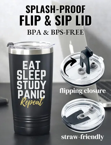 Vista 4 de Onebttl Vaso de regalo para estudiantes universitarios para hombres y mujeres, regalos para estudiantes escolares, taza de acero inoxidable de 20