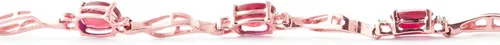Vista 5 de Galaxy Gold GG Pulsera de tenis de oro rosa macizo de 14 quilates, diamante rubí de 4.21 quilates, Gema, Rubí
