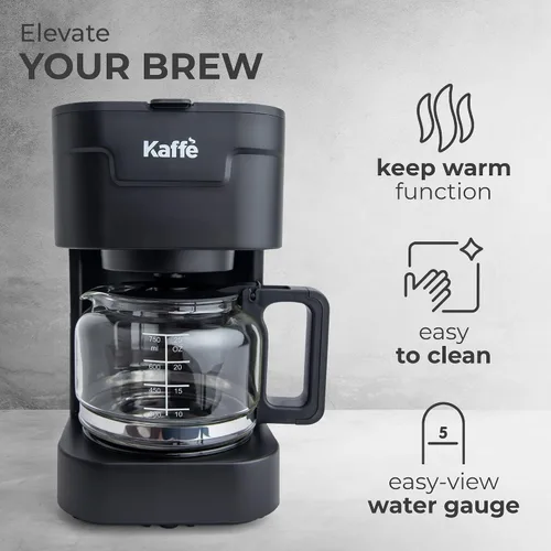 Vista 10 de Kaffe - Cafetera (25 onzas / 25.4 fl oz), función de mantener el calor, lavable y lavable, filtro de cesta extraíble, compatible con filtros de Negro