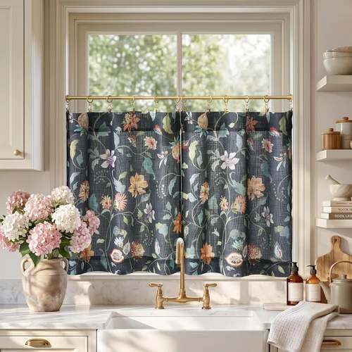 Vista 43 de Jinchan - Cortinas de lino texturizado para cocina, 24 pulgadas, natural, 2 paneles Mezcla de lino beige natural