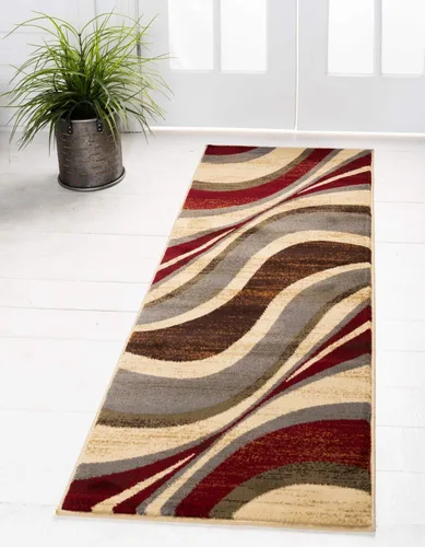 Vista 13 de Unique Loom Barista Collection - Alfombra Ngada (2 pies 2 pulgadas x 3 pies 1 pulgada, Rectangular, Beige/Rojo)