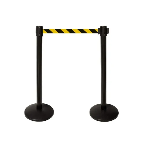 Vista 13 de Juego combinado de barrera de puntal de seguridad de cola de cinturón retráctil HT de 40 pulgadas (2 postes de cinturón negro)