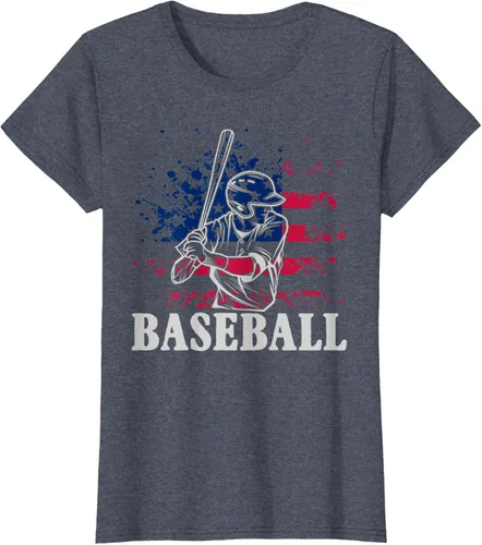 Vista 61 de Camiseta de béisbol deportiva estadounidense con bandera estadounidense, Negro, S