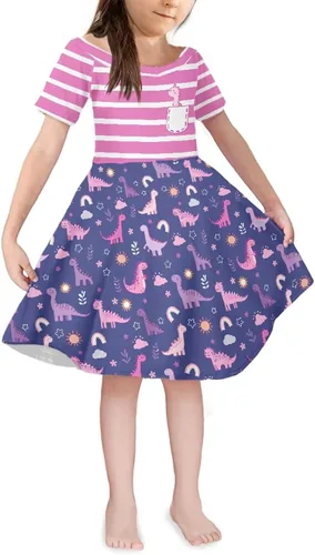 Vista 17 de SEANATIVE Vestido de manga corta para niñas de 3 a 14 años Black Bow Ghost